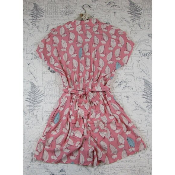 EUC  Anthropologie Maeve Romper Tourista Pink White Sailboat womens Size 4 - Picture 5 of 6